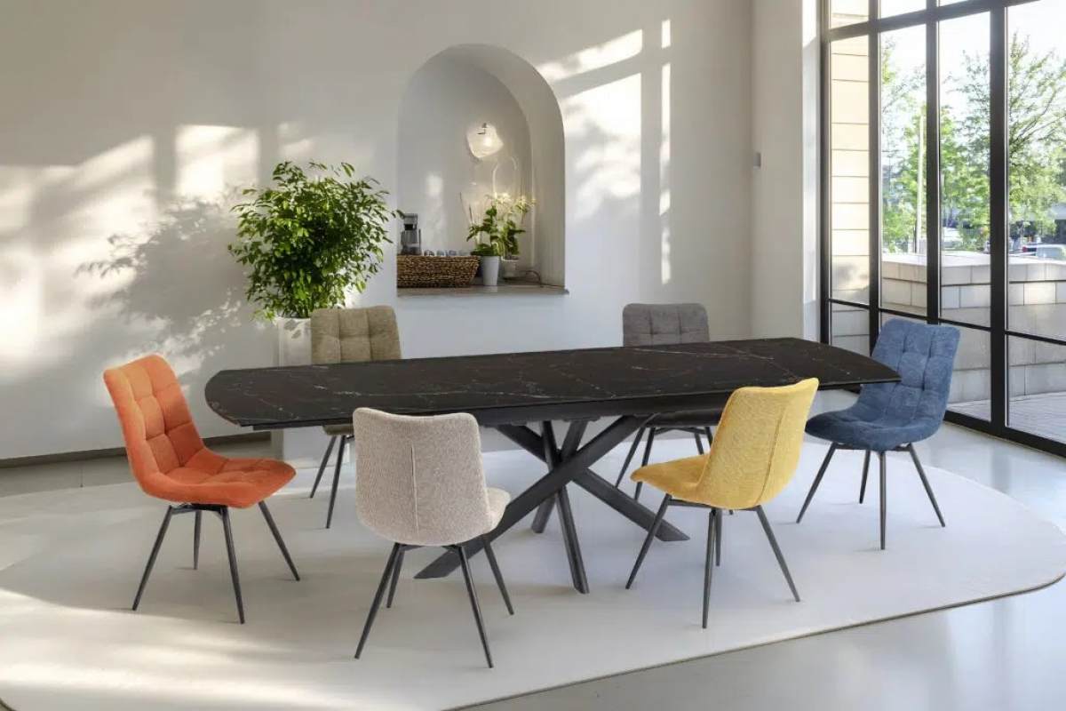 Calypso Table Calypso Girardeau 180 cm ouverte en céramique Nori veiné"